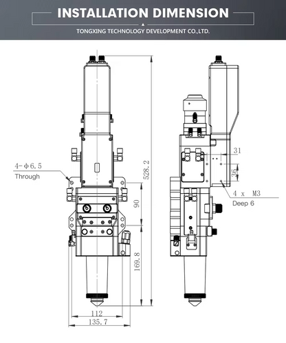 Laser cutting head, automatic focusing cutting head, plane cutting, high power cutting headNC63A/E