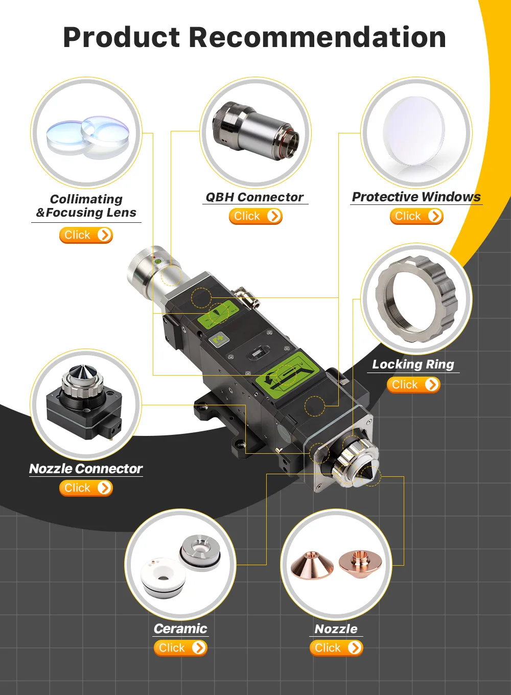 Laser nozzle cutting nozzle D28 pressurized single layer fiber laser cutting nozzle with high temperature resistance