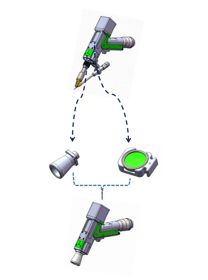 Laser welding head intelligent swing-type handheld welding head (four-in-one) can be switched between welding, cutting and cleaning FWH20-S10C