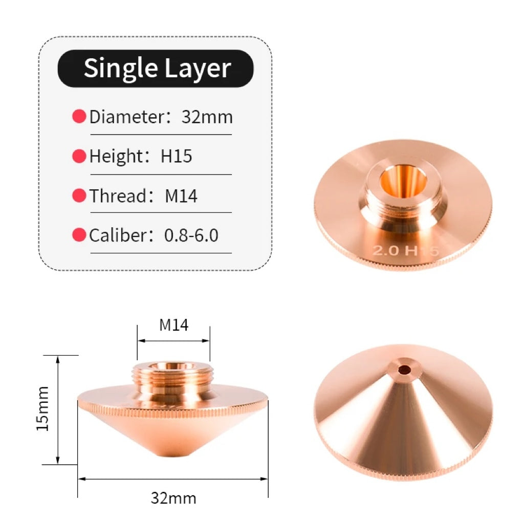 Laser nozzle cutting nozzle D32 single layer double layer fiber laser cutting nozzle high temperature resistance