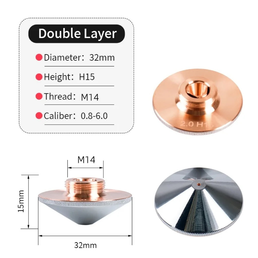 Laser nozzle cutting nozzle D32 single layer double layer fiber laser cutting nozzle high temperature resistance