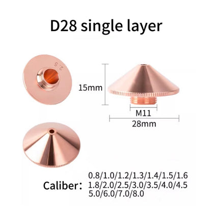 Laser Nozzle Cutting Nozzle D28 Single Layer Double Layer Fiber Laser Cutting Nozzle High Temperature Resistance