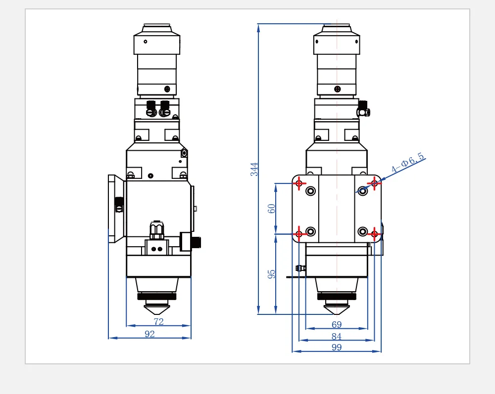 Laser cutting head, manual focus cutting head, plane cutting KC15A high power cutting head