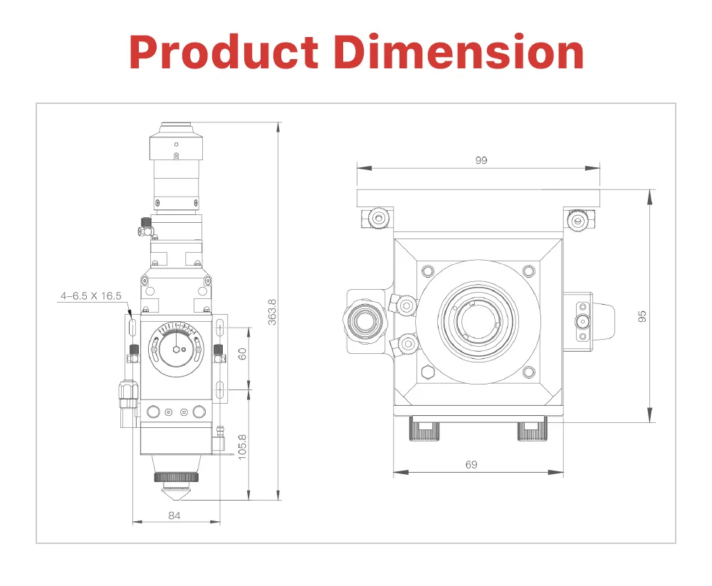 Laser cutting head, manual focus cutting head, plane cutting KC15A high power cutting head