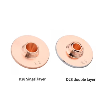 Laser Nozzle Cutting Nozzle D28 Single Layer Double Layer Fiber Laser Cutting Nozzle High Temperature Resistance